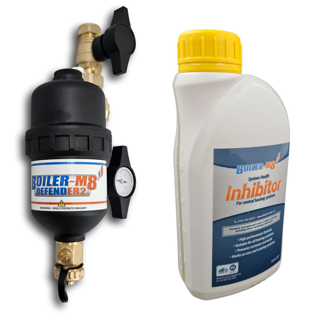Boiler-m8 Magnetic Filter Pack 22mm with with Inhibitor and Cleaner Chemicals
